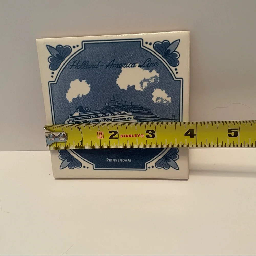 Holland America Line Prinsendam Commemorative Tile‎ Coaster Blue/White